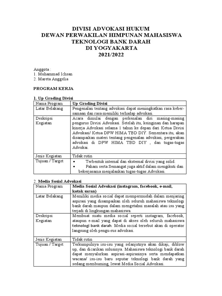 Program Kerja Advokasi Hukum | PDF