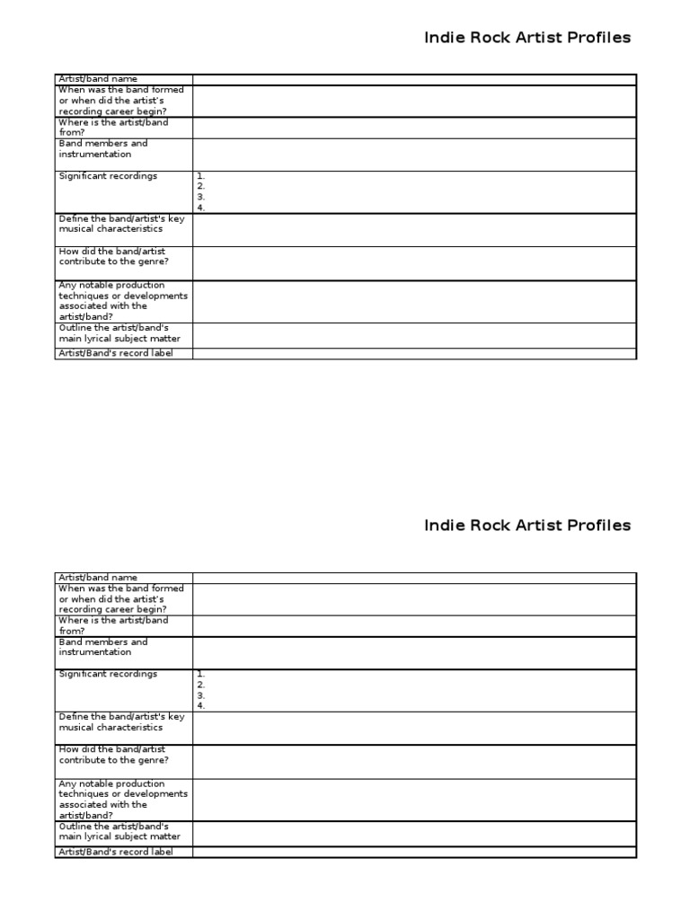 Music Artist Profile Template Download