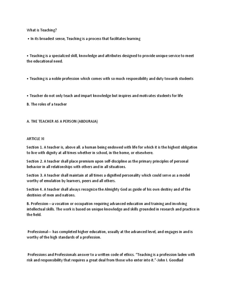 What Is Teaching PDF Teachers Profession