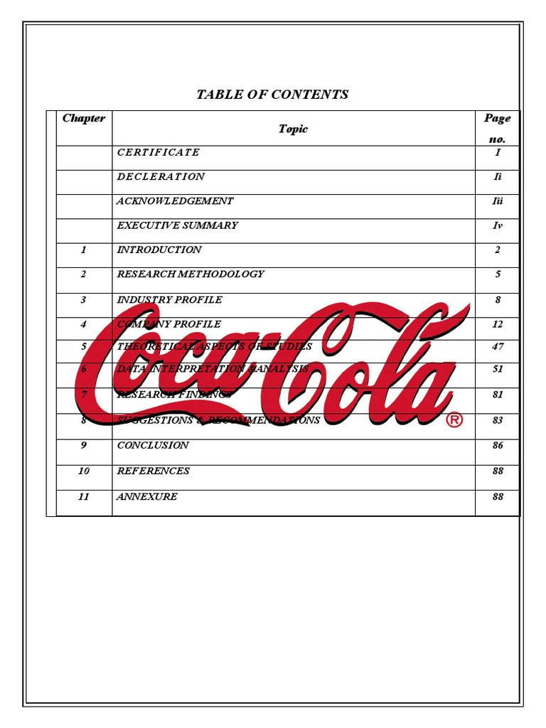 SIP Report | PDF | Soft Drink | Coca Cola
