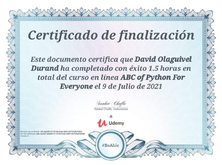 Python Certificate Udemy | PDF