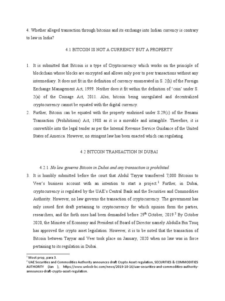 Bitcoin Transactions: Legal Insights | PDF | Cryptocurrency | Reserve Bank  Of India