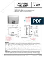 Recessed Hand Dryer: Technical Data