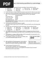 2.5 Increasing or Decreasing Quantities by A Percentage: Homework