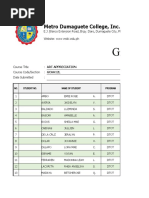 Gradesheet: Metro Dumaguete College, Inc