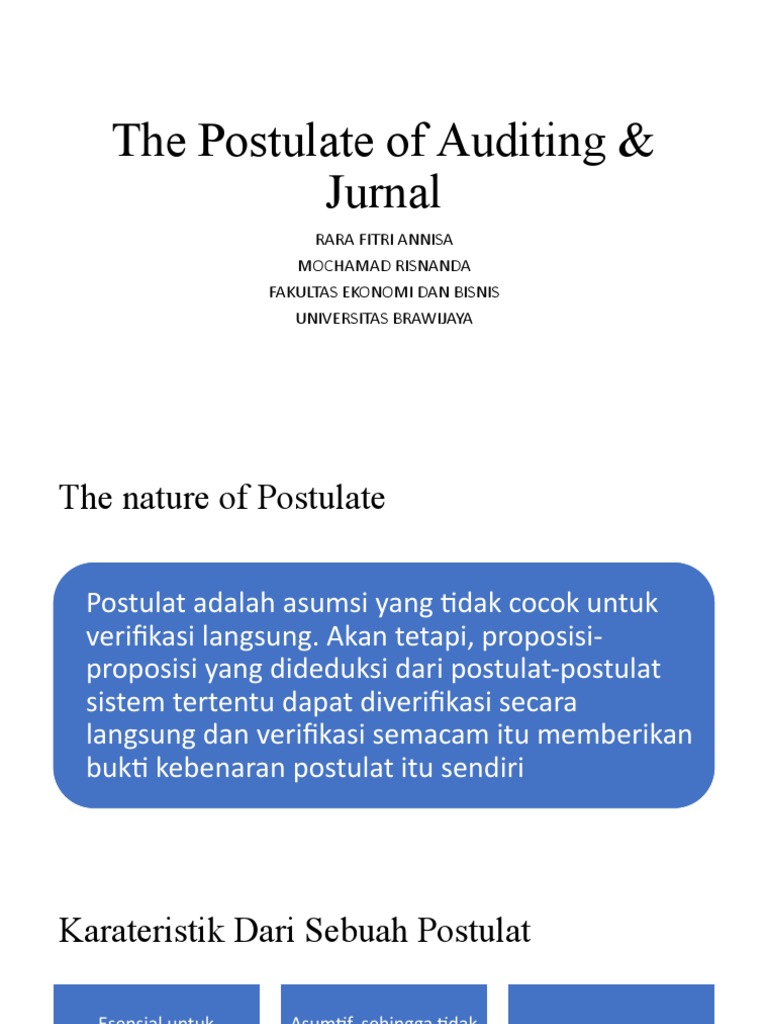Postulat Audit: Dasar dan Karakteristik | PDF