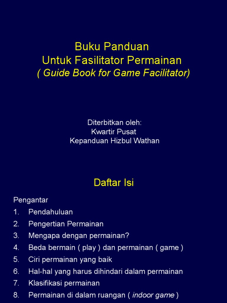 Buku Panduan Untuk Fasilitator Permainan (Guide Book For Game ... | PDF ...