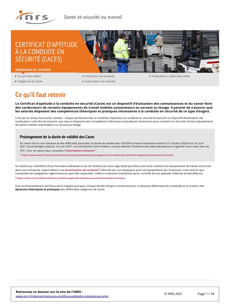 Certificat Daptitude À La Conduite en Sécurité (Caces) | PDF | Chariot ...