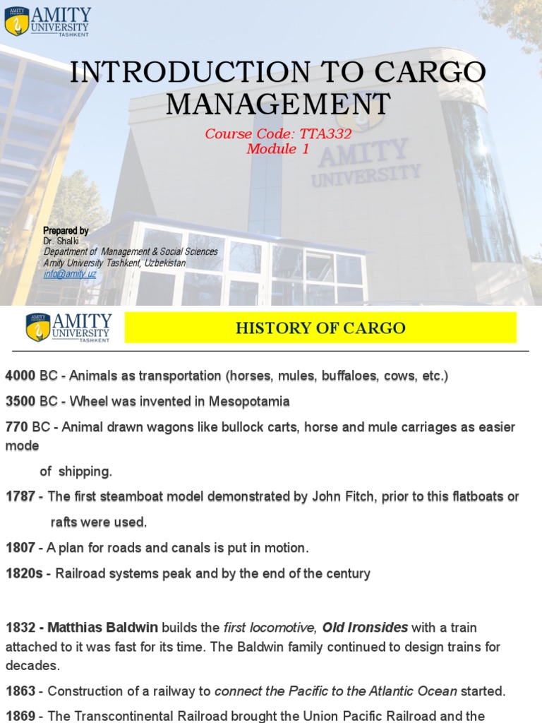 Introduction To Cargo Management Course Code TTA332 PDF Ships Silk Road
