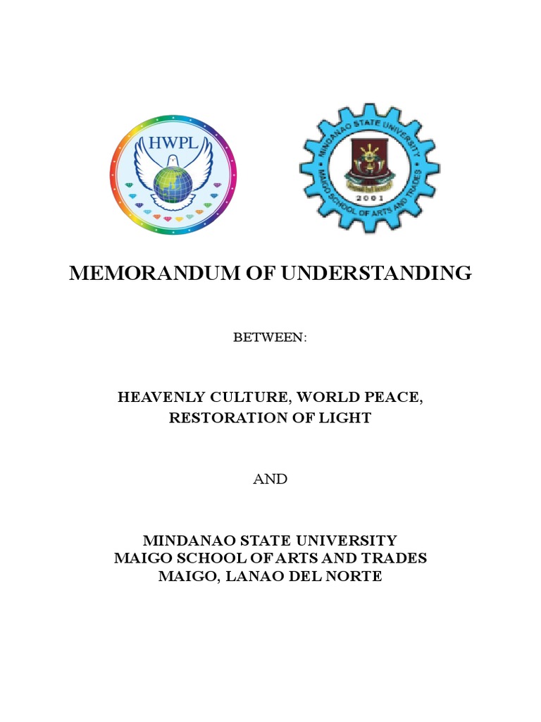 Memorandum of Understanding: Heavenly Culture, World Peace, Restoration ...