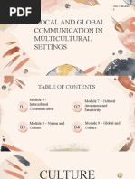 Local and Global Communication in Multicultural Settings: Unit 3, Module 6