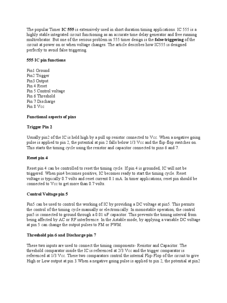 Ic555 | PDF | Electrical Circuits | Electricity