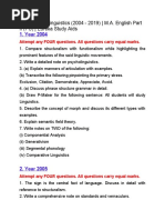 Past Paper of Linguistic 2004 To 2019