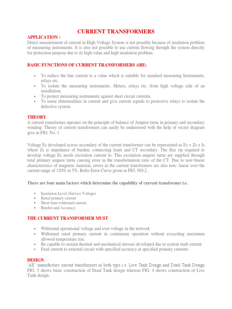 CURRENT TRANSFORMERS - Good | PDF | Transformer | Electricity