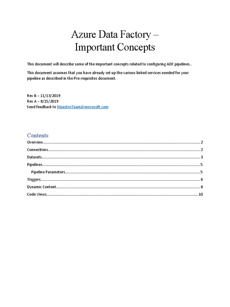 Azure Data Factory - Important Concepts | PDF | Computer File | Dynamic ...