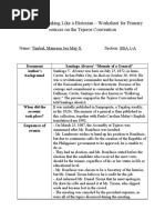 Module I: Thinking Like A Historian - Worksheet For Primary Sources On The Tejeros Convention