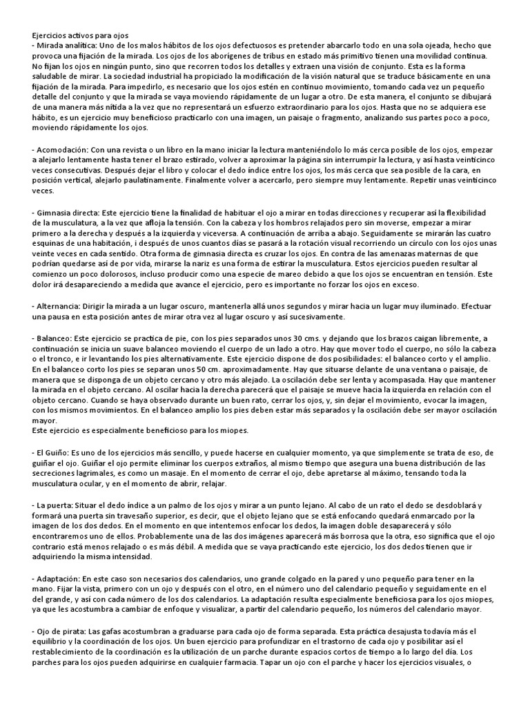 Ejercicios Visuales para Mejorar la Vista | PDF | Ojo | Acupresión
