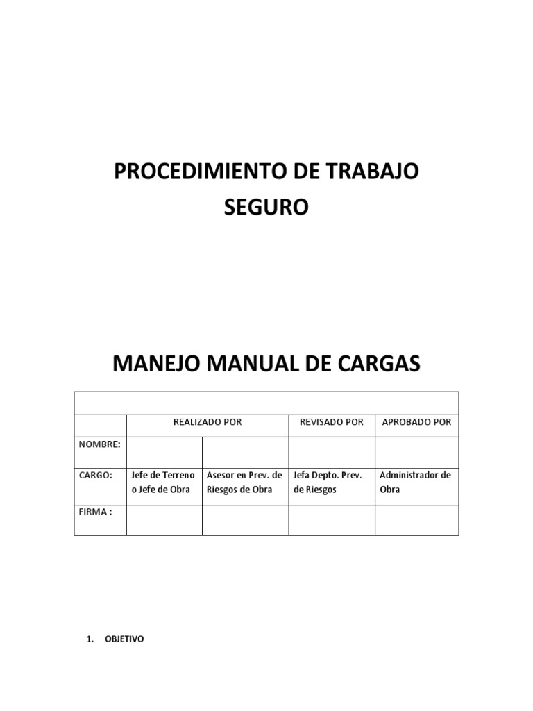 Procedimiento Seguro para Manejo de Cargas | PDF