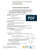 Solutions of Quadratic Equations: Mariano Marcos State University