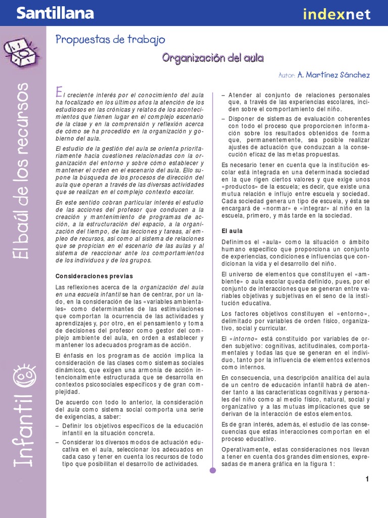 Organización del Aula en Educación Infantil | PDF | Salón de clases ...