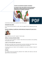 Comments on Anna Hazare's movement for Lokpal Bill against corruption in India