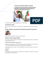 Comments On Anna Hazare's Movement For Lokpal Bill Against Corruption in India