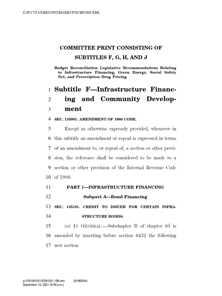 Dems Revised Ev Tax Credit PDF Bonds (Finance) 501(C) Organization