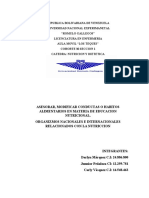 Asesorar, Modificar Conductas o Habitos Alimentarios en Materia de Educacion Nutricional. Organizmos Nacionales e Internacionales Relacionados Con La Nutriccion