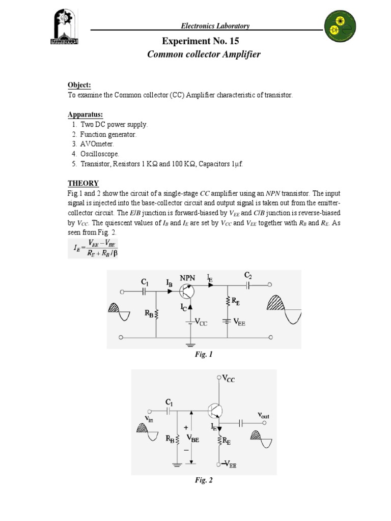 Common Collector Amplifier Experiment | PDF | Science & Mathematics