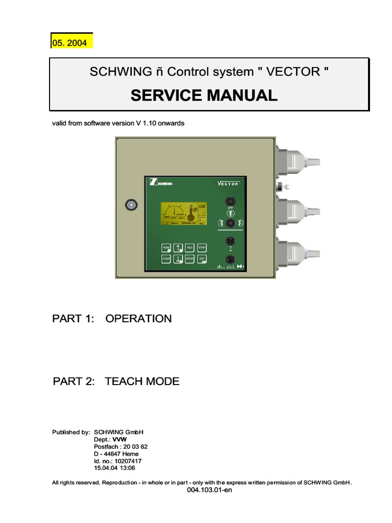 Schwing Vector Control System Manual | PDF | Pump | Machines