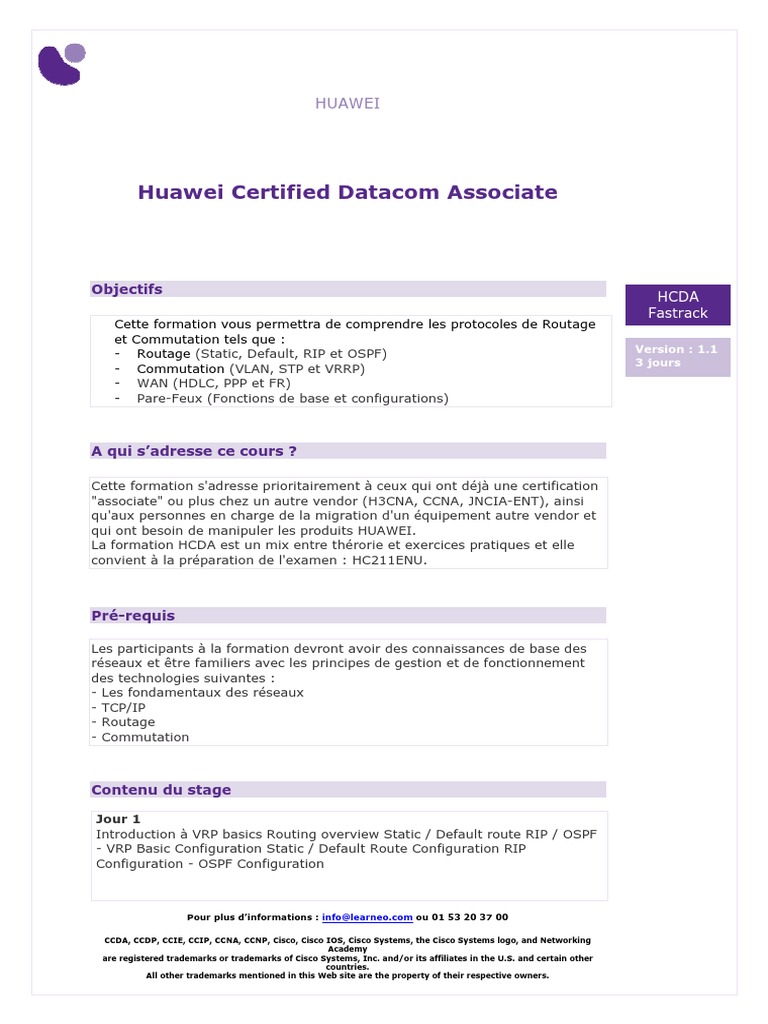Formation HCDA : Routage et Commutation | PDF | Cisco Career ...
