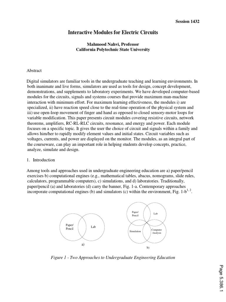 Interactive Modules For Electric Circuits: Session 1432 | PDF ...