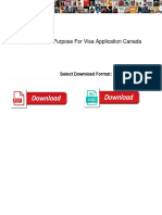 Statement of Purpose For Visa Application Canada