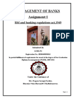 Management of Banks Assignment:1: Rbi and Banking Regulations Act, 1949