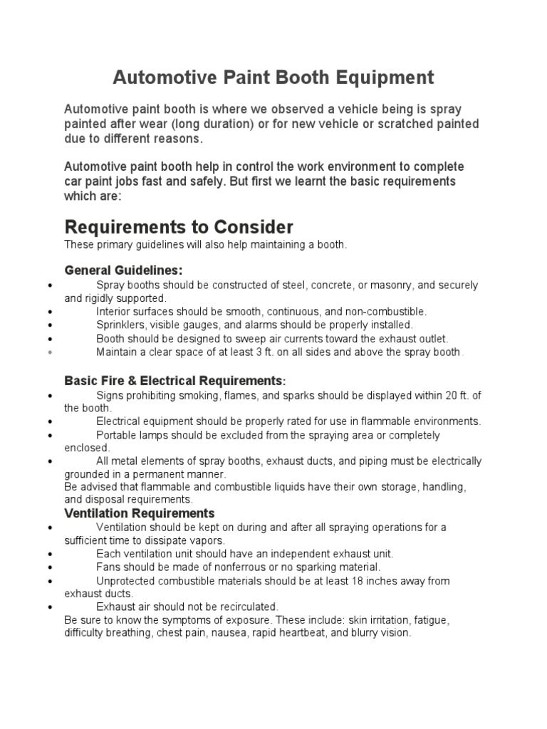 Automotive Paint Booth Equipment PDF Building Engineering