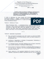 Dao2003-41 Amending Certain Provisions of MNR Administrative Order No. 50, Dated November 19, 1986, Integrated Regulation On The Establishment and Operations of Wood Processing Plants