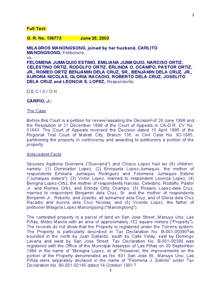 Partition Dispute Over Ancestral Property PDF Burden Of Proof (Law