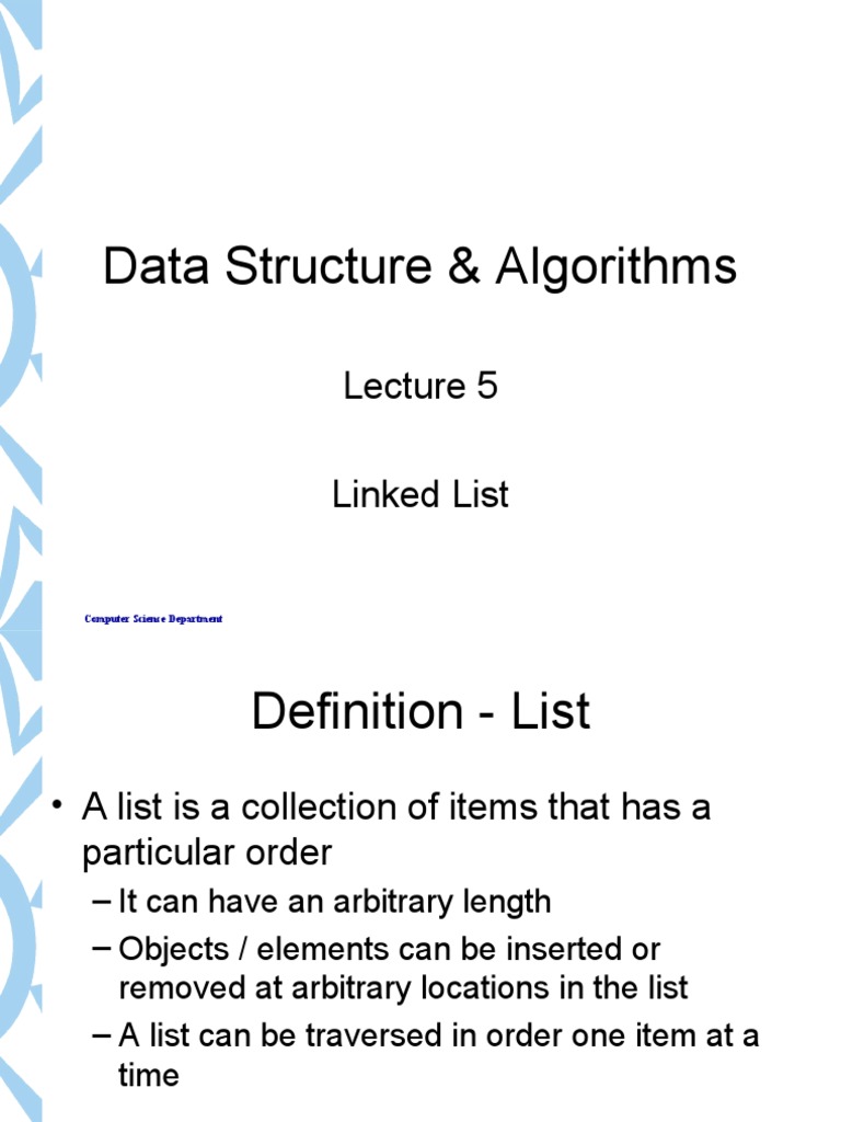 Lecture 4 - DS - Linked List | PDF | Array Data Structure | Pointer ...
