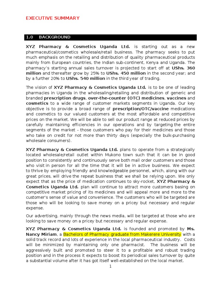 Xyz business plan image