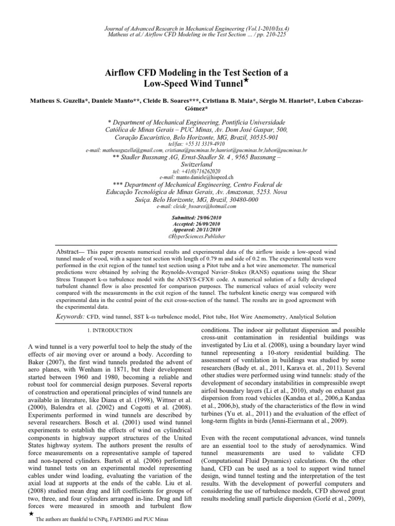 Airflow CFD Modeling in The Test Section of A Low-Speed Wind Tunnel ...