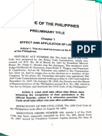 Civil Code of the Philippines Preliminary Title Effect and Application of Laws