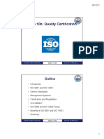 Lecture 10b: Quality Certification: Outline