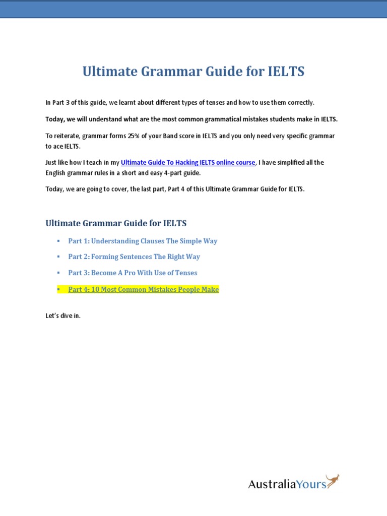 Part 4 IELTS Grammar Guide | PDF | Verb | Noun