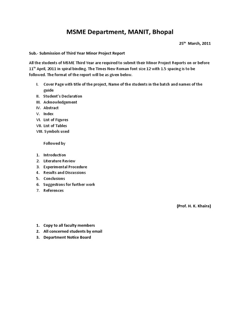 MSME Department, MANIT, Bhopal: 25 March, 2011 Sub.-Submission of Third ...