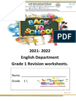 2021-2022 English Department Grade 1 Revision Worksheets