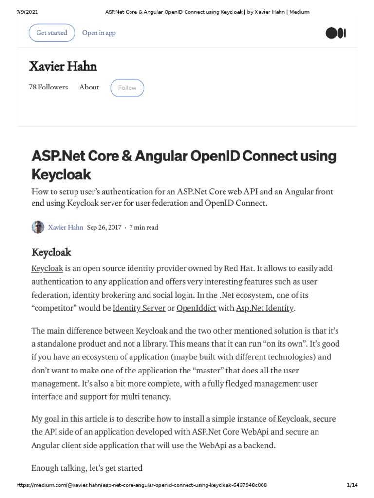 Core & Angular OpenID Connect Using Keycloak by Xavier Hahn Medium