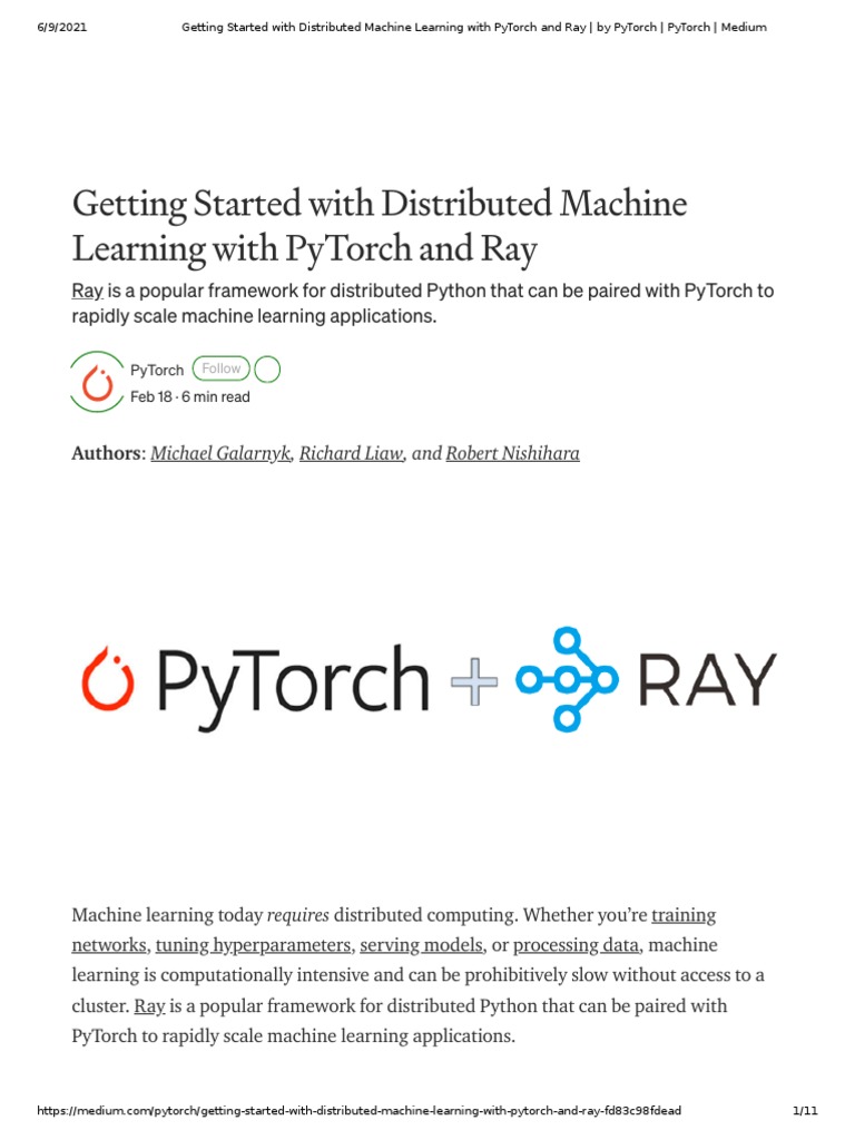 Getting Started With Distributed Machine Learning With PyTorch and Ray ...