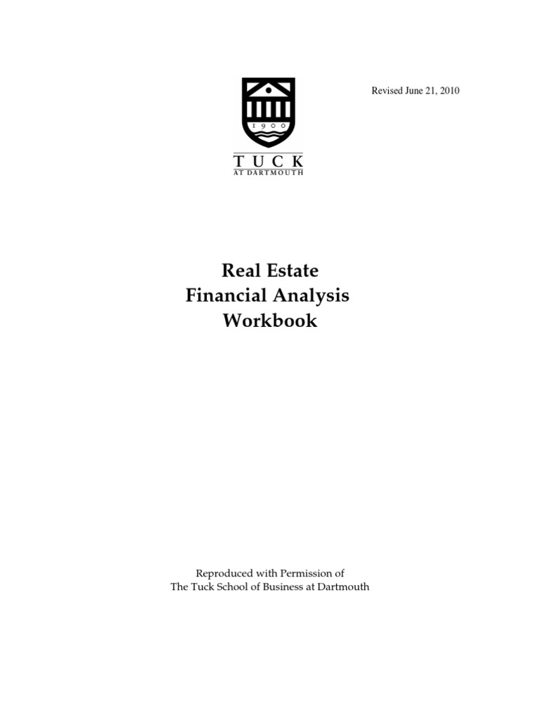 Real Estate Financial Analysis Workbook Revised June 21, 2010 PDF