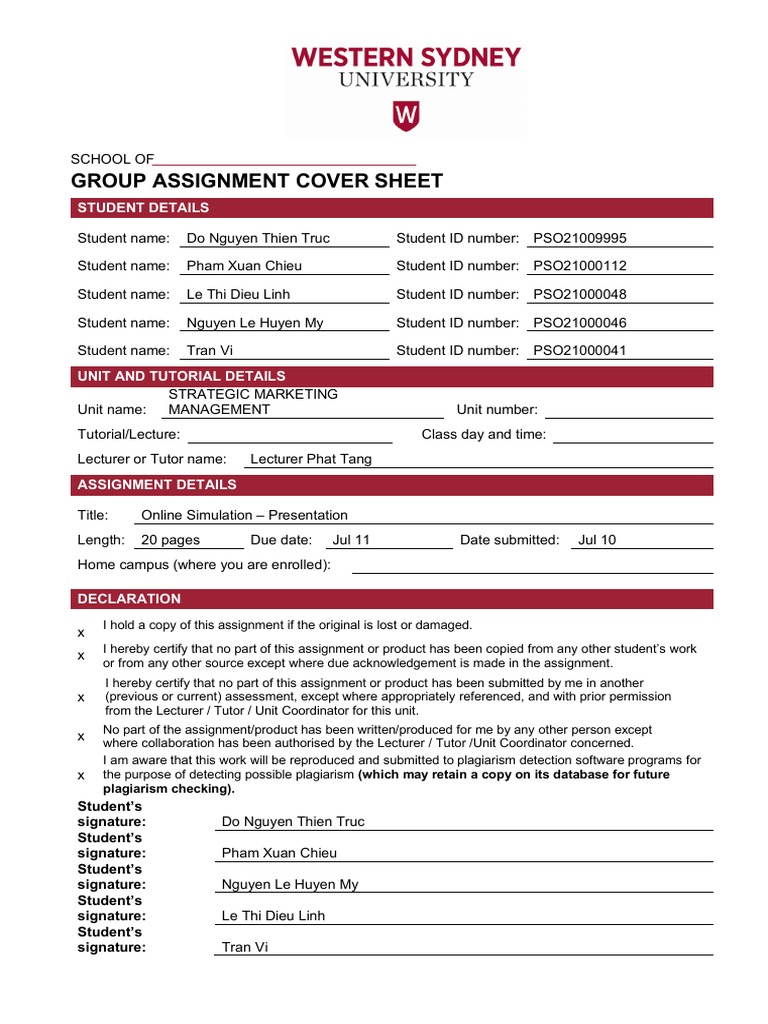 Group Assignment Cover Sheet | PDF | Search Engine Optimization ...