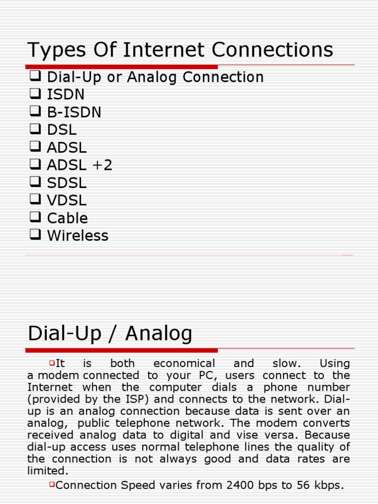 Types of DSL Internet Connections | PDF | Digital Subscriber Line ...
